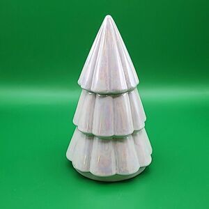 White Tiered Christmas Tree Decoration & Candle by Removing the Top, NWOT